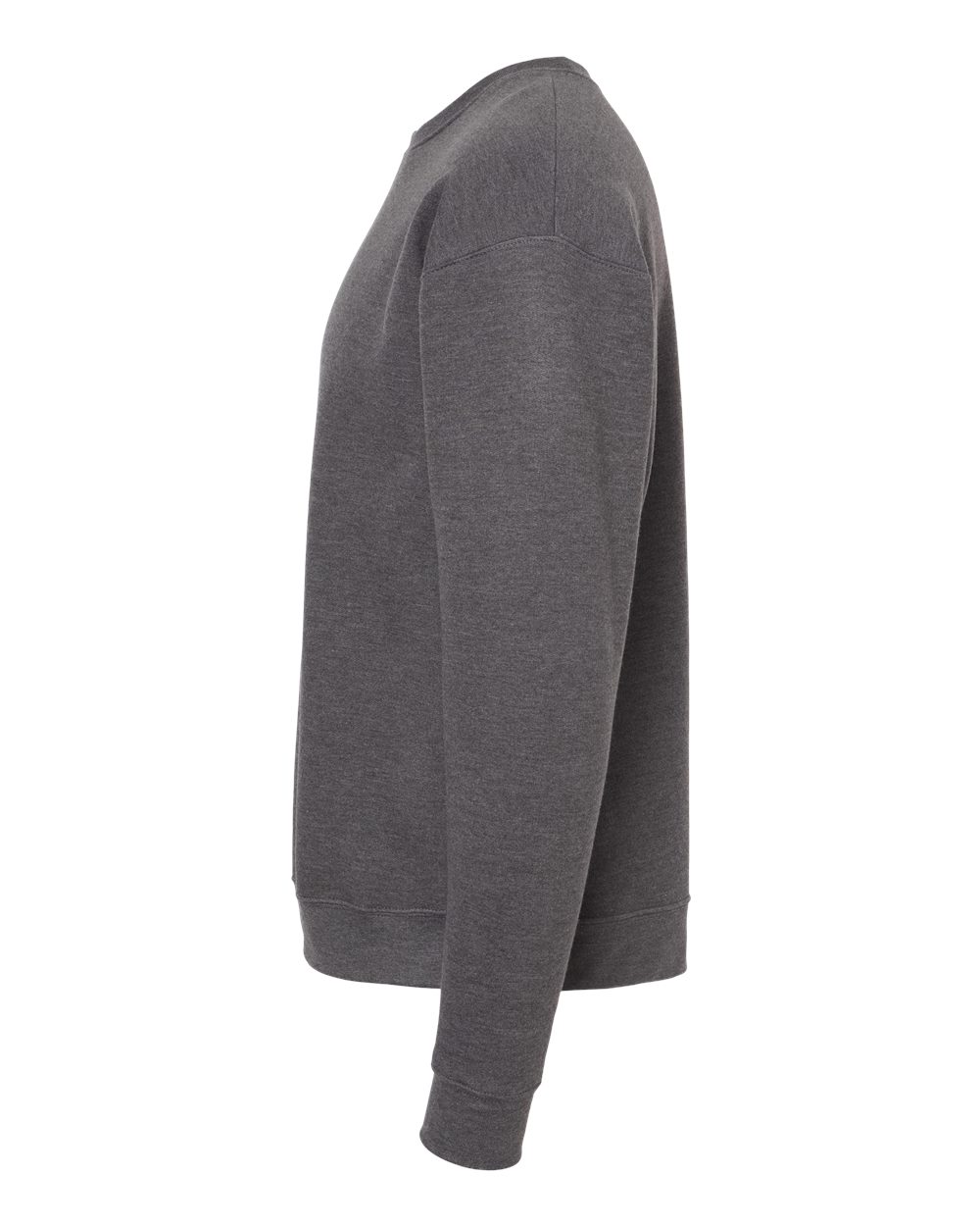 Left View of Heather Charcoal Fleece Crewneck Sweatshirt - 340