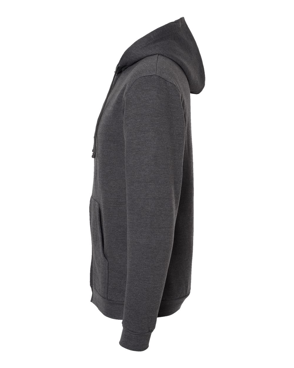 Left View of Heather Charcoal Full-Zip Hooded Sweatshirt - 331