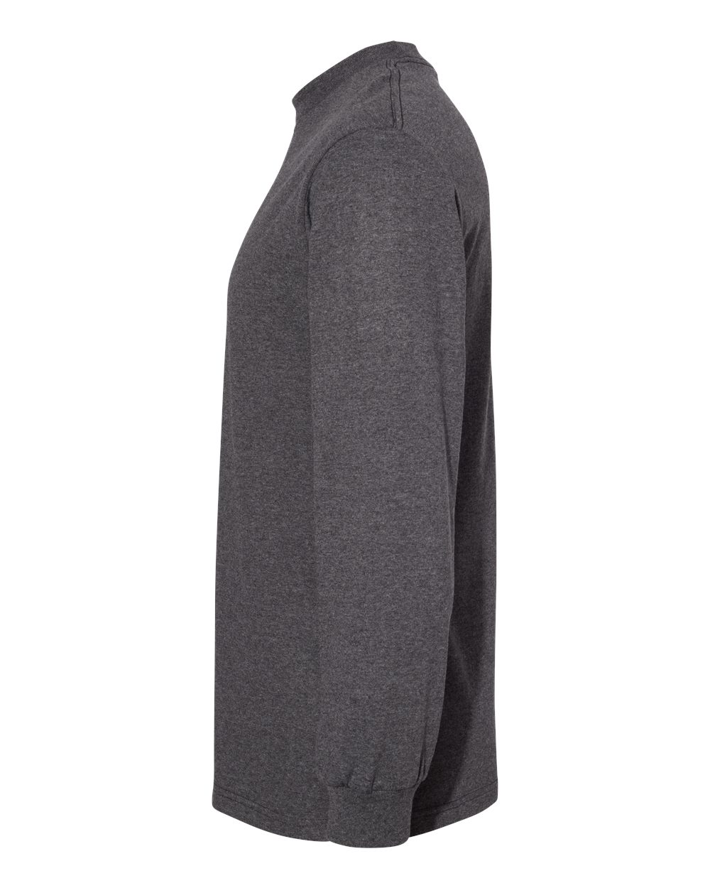 Left View of Heather Charcoal Heavyweight Cotton Long Sleeve Tee - 1304