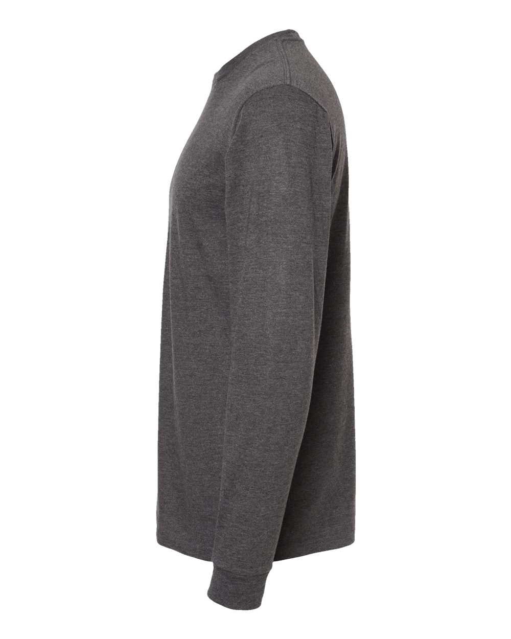 Left View of Heather Charcoal Heavyweight Jersey Long Sleeve T-Shirt - 291