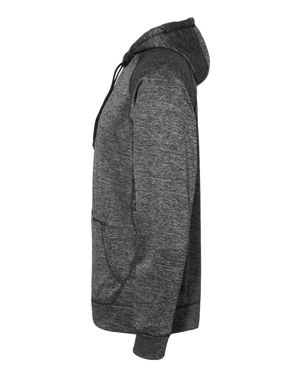 Left View of Heather Charcoal Performance Raglan Pullover Sweatshirt - 8670