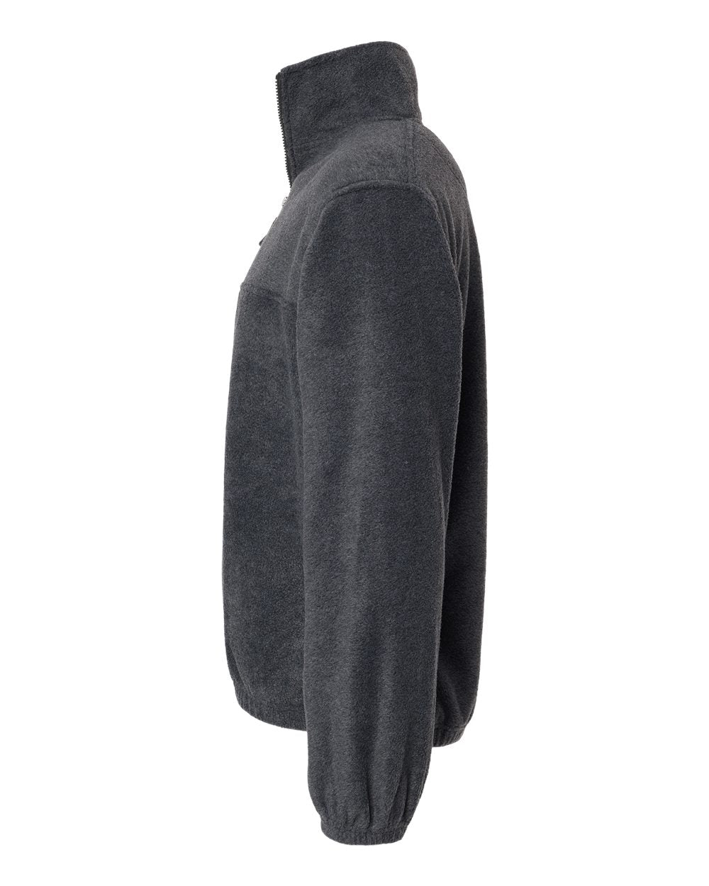 Left View of Heather Charcoal Polar Fleece Quarter-Zip Pullover - 3052