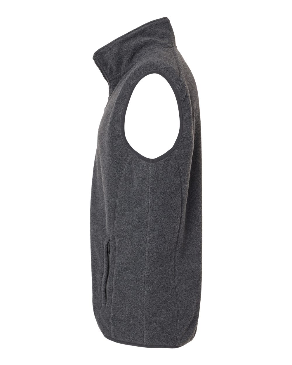 Left View of Heather Charcoal Polar Fleece Vest - 3012