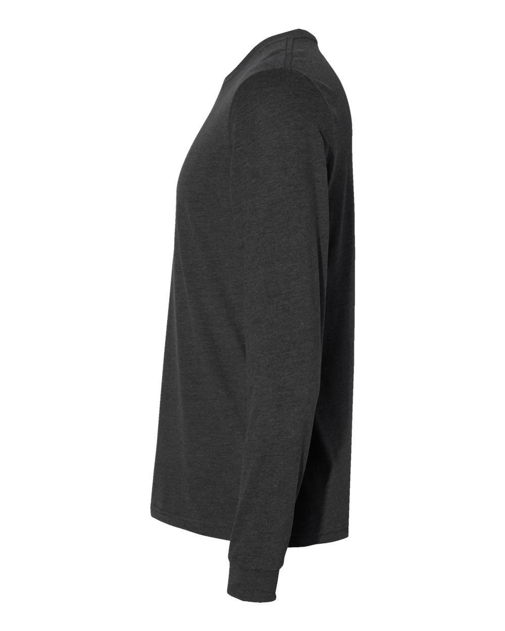 Left View of Heather Charcoal Sueded Long Sleeve T-Shirt - 6411