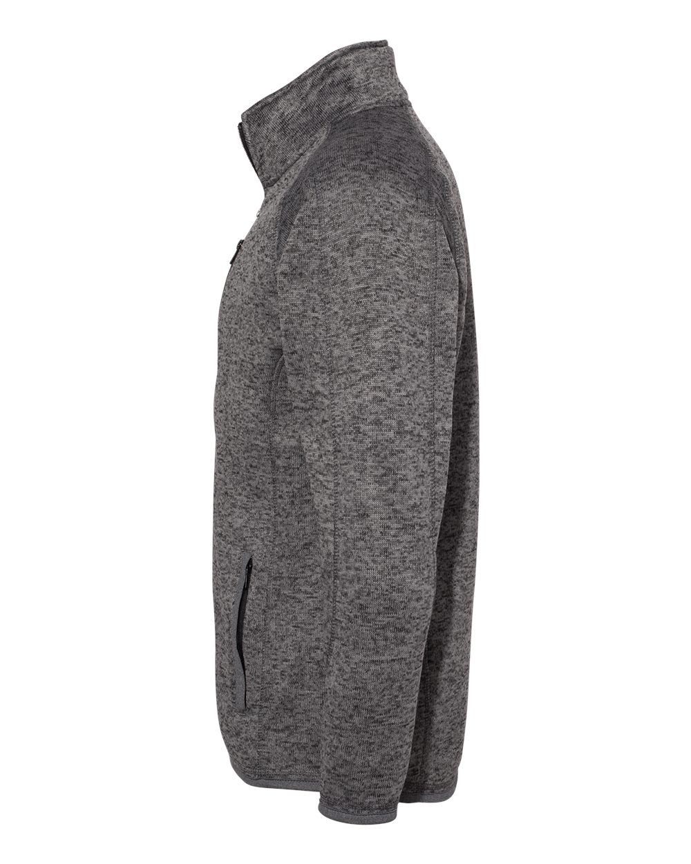 Left View of Heather Charcoal Sweater Knit Jacket - 3901