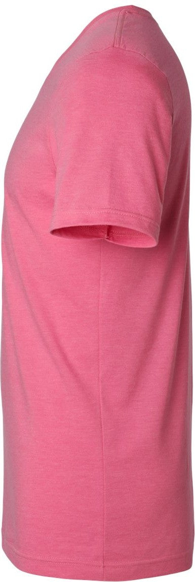 Left View of Heather Charity Pink Combed CVC T-Shirt - 602CVC