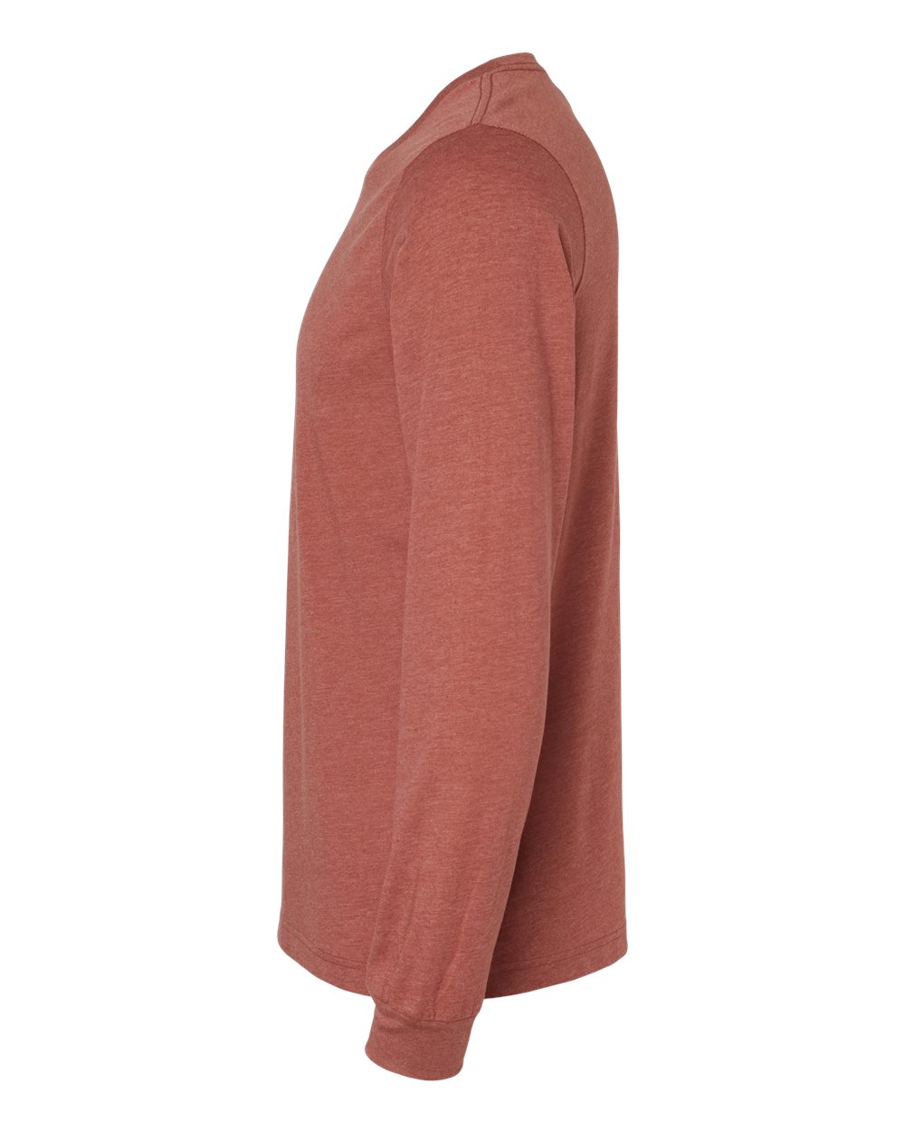 Left View of Heather Clay Heather CVC Long Sleeve Tee - 3501CVC