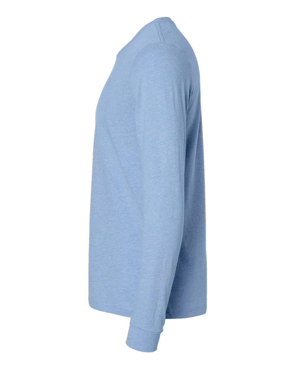 Left View of Heather Columbia Blue CVC Long Sleeve T-Shirt - 6211