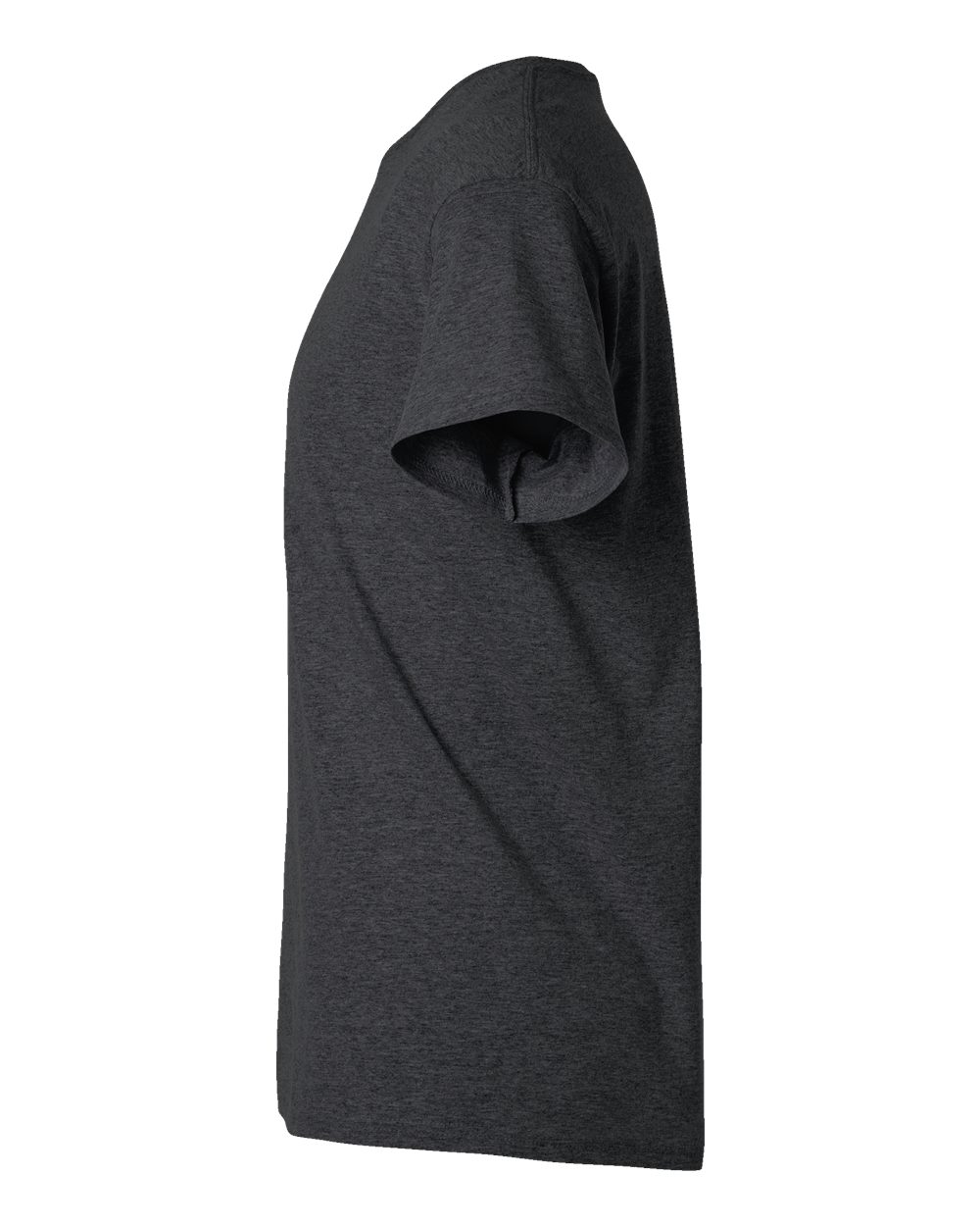 Left View of Heather Dark Grey Light Cotton T-Shirt - 3000