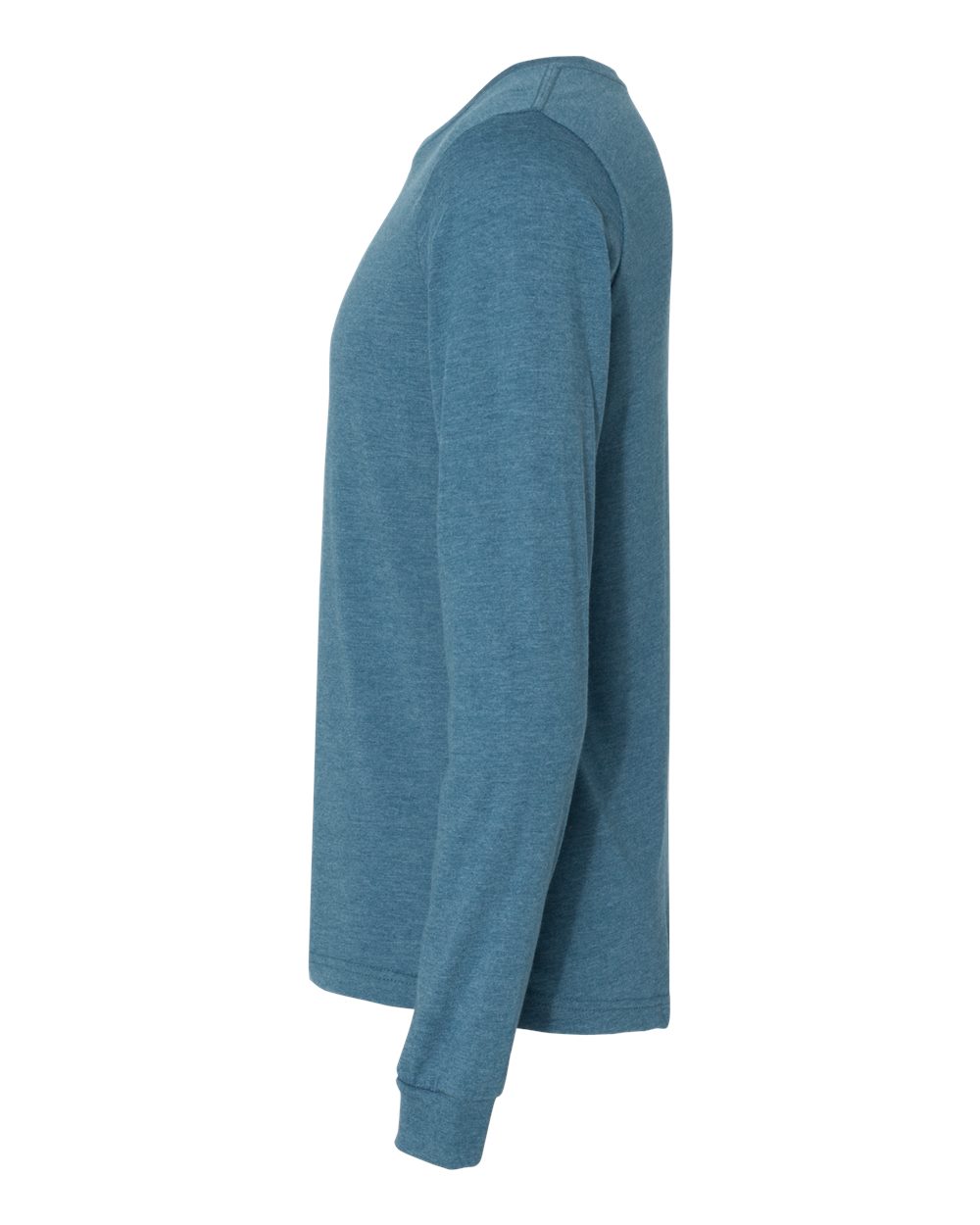 Left View of Heather Deep Teal Heather CVC Long Sleeve Tee - 3501CVC