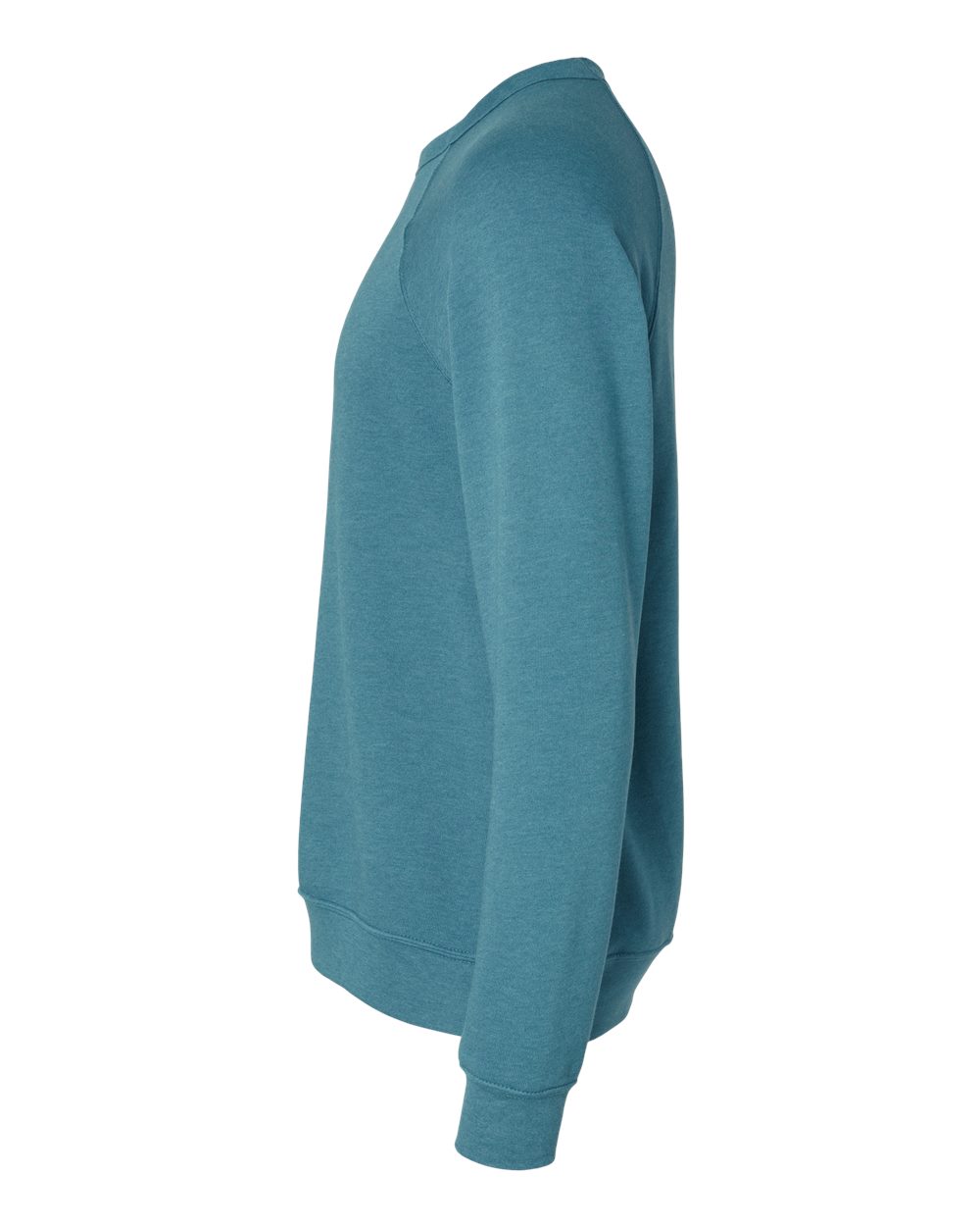 Left View of Heather Deep Teal Sponge Fleece Raglan Crewneck Sweatshirt - 3901