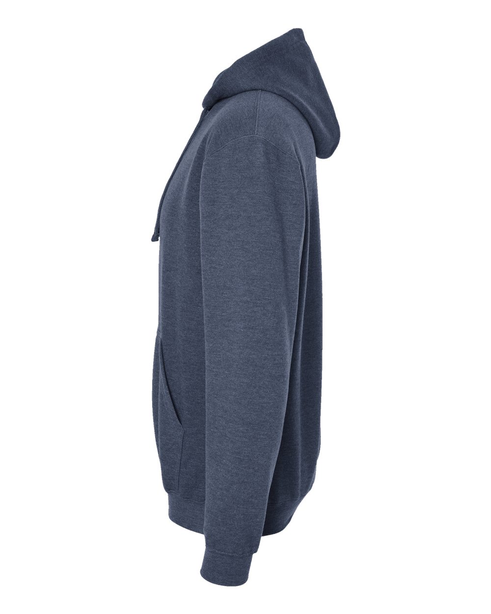 Left View of Heather Denim Fleece Hooded Sweatshirt - 320