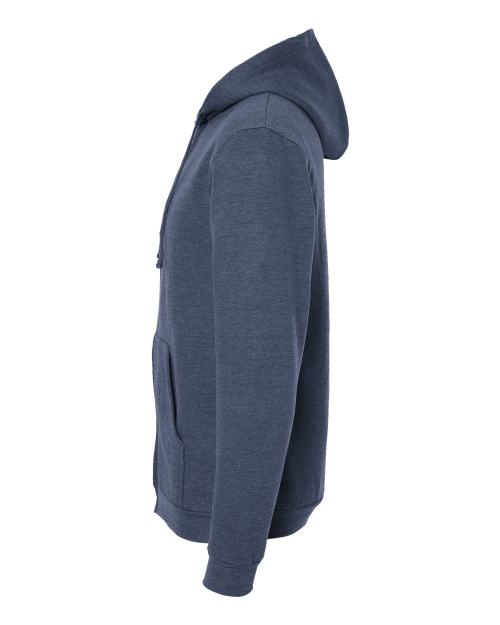 Left View of Heather Denim Full-Zip Hooded Sweatshirt - 331