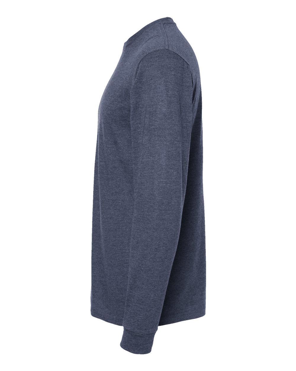 Left View of Heather Denim Heavyweight Jersey Long Sleeve T-Shirt - 291