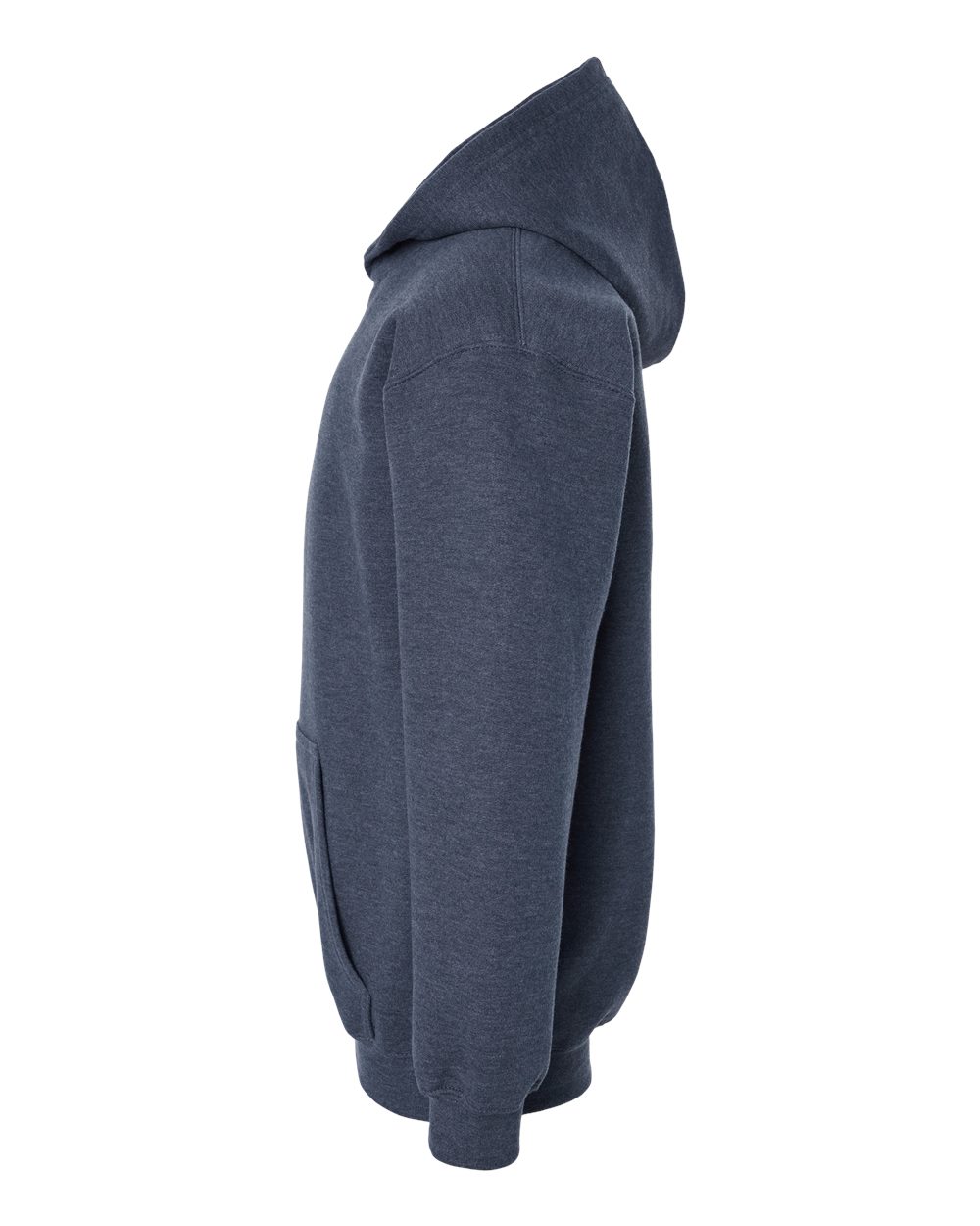 Left View of Heather Denim Youth Hooded Sweatshirt - 320Y