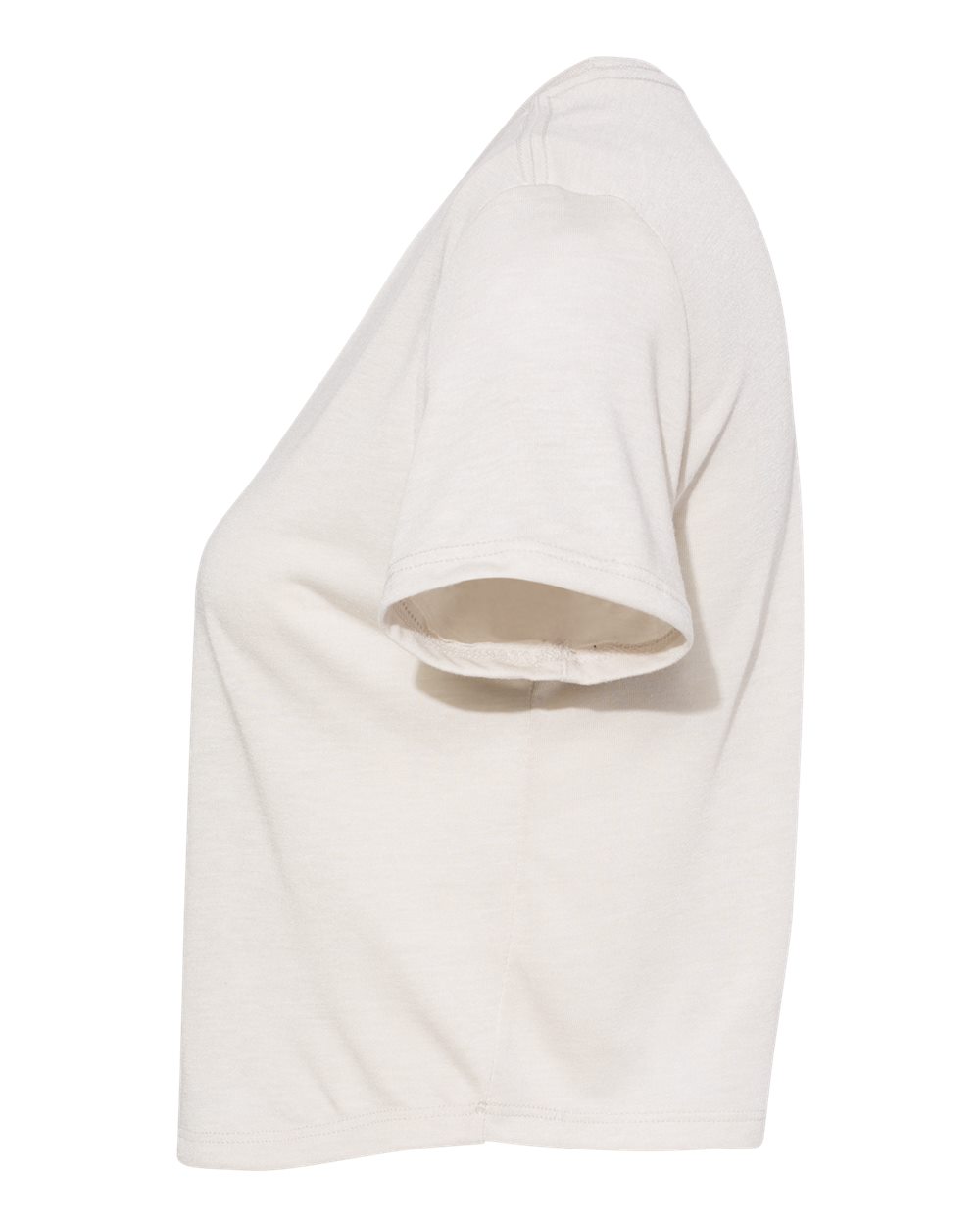 Left View of Heather Dust Women’s Flowy Crop Tee - 8882