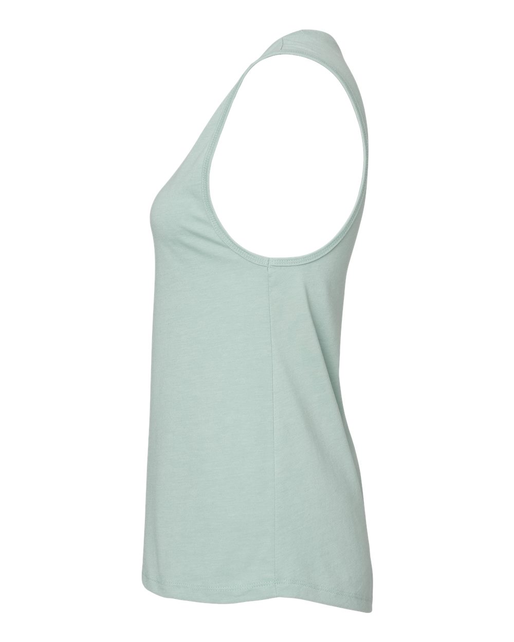 Left View of Heather Dusty Blue Women's Jersey Muscle Tank - 6003