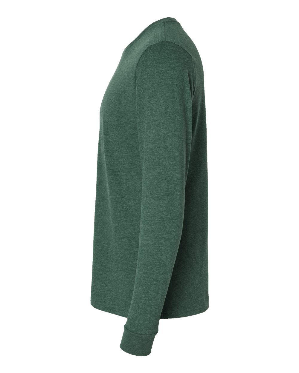 Left View of Heather Forest Green Sueded Long Sleeve T-Shirt - 6411