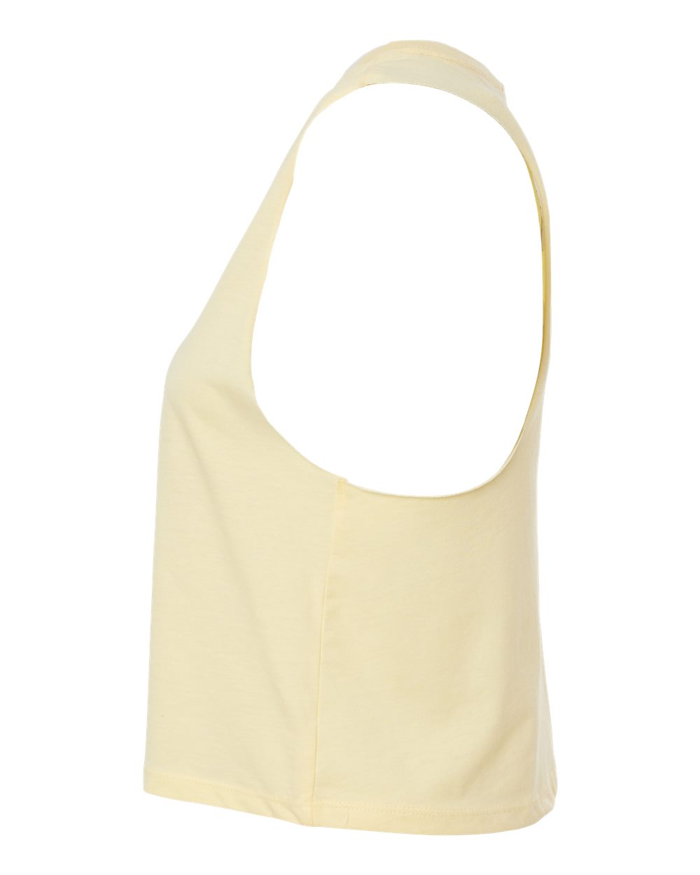 Left View of Heather French Vanilla Women's Racerback Crop Tank - 6682