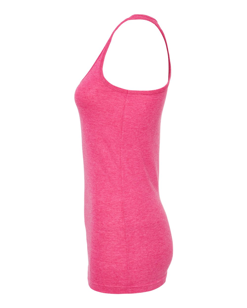 Left View of Heather Fuchsia Women's Poly-Rich Racerback Tank Top - 190