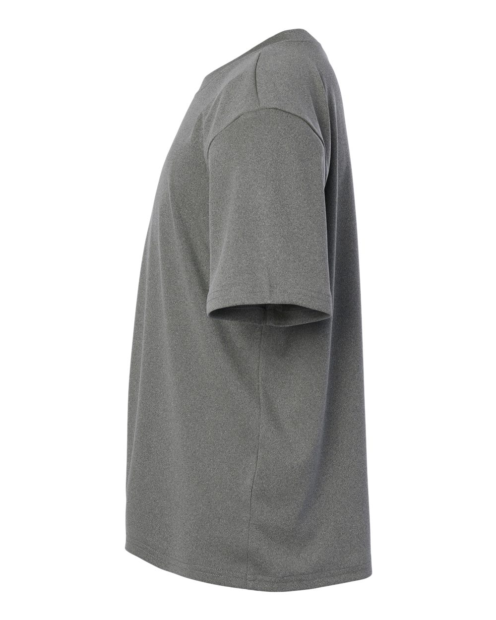 Left View of Heather Granite Pro-Lock Youth Performance T-Shirt - 48000Y