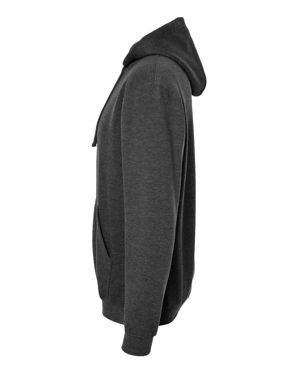 Left View of Heather Graphite Fleece Hooded Sweatshirt - 320