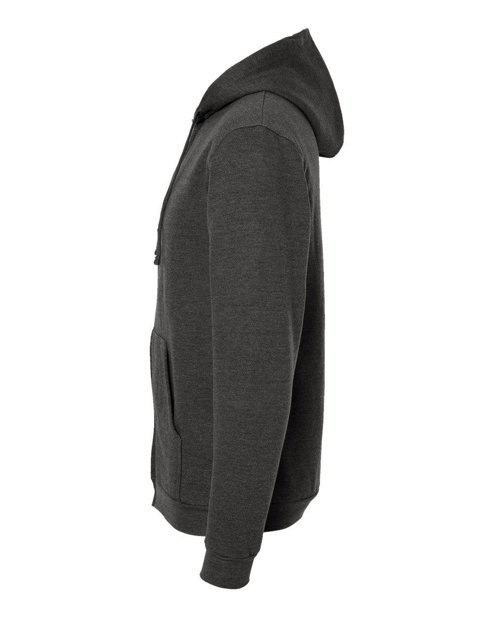 Left View of Heather Graphite Full-Zip Hooded Sweatshirt - 331