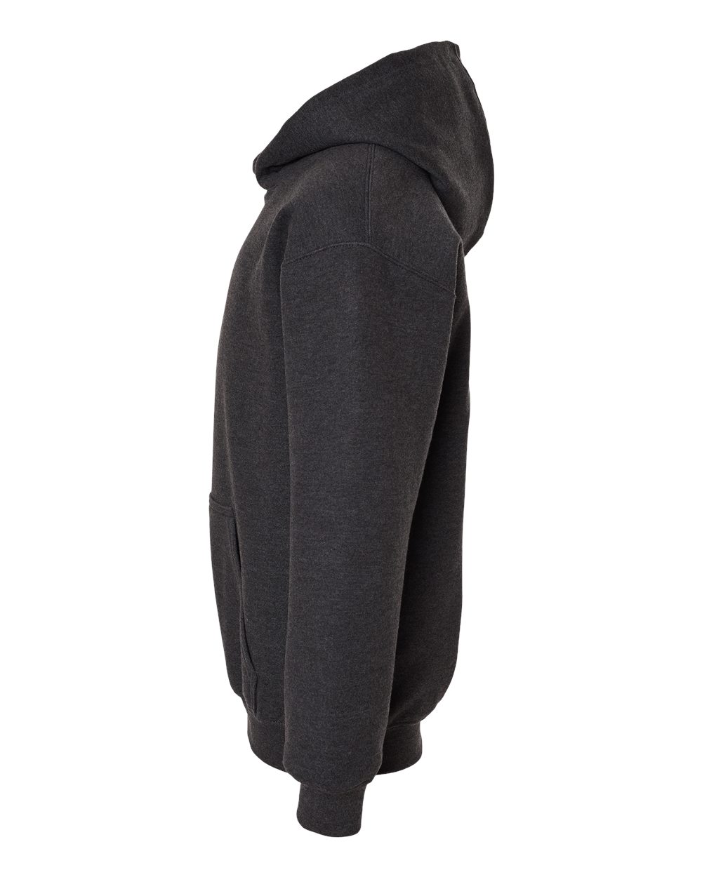 Left View of Heather Graphite Youth Hooded Sweatshirt - 320Y