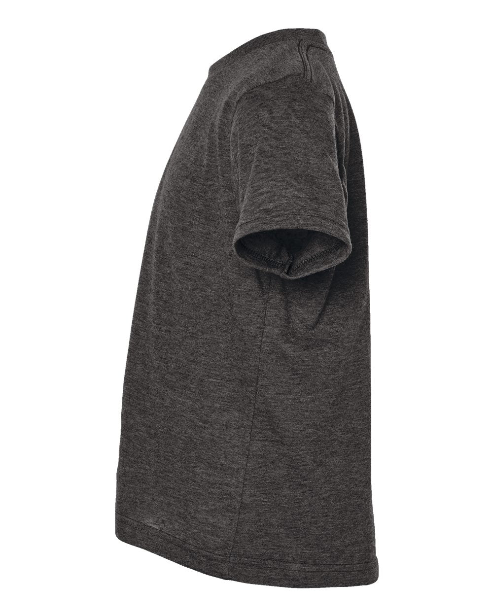 Left View of Heather Graphite Youth Poly-Rich T-Shirt - 265