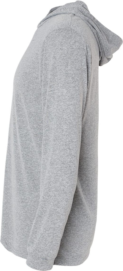 Left View of Heather Grey Bahama Performance Hooded Long Sleeve T-Shirt - 220