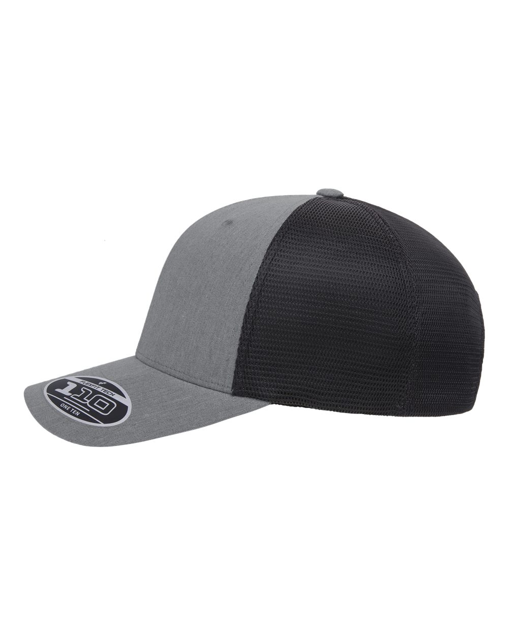 Left View of Heather Grey/ Black 110® Mesh-Back Cap - 110M