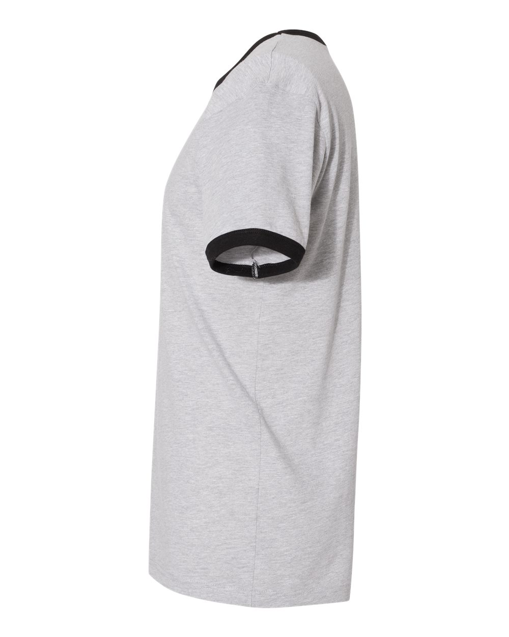 Left View of Heather Grey/ Black Cotton Ringer T-Shirt - 3604
