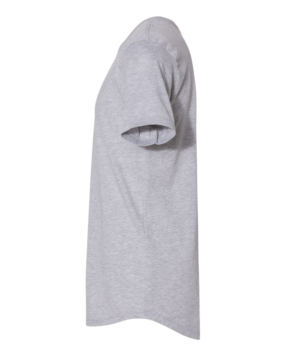 Left View of Heather Grey Cotton Long Body T-Shirt - 3602