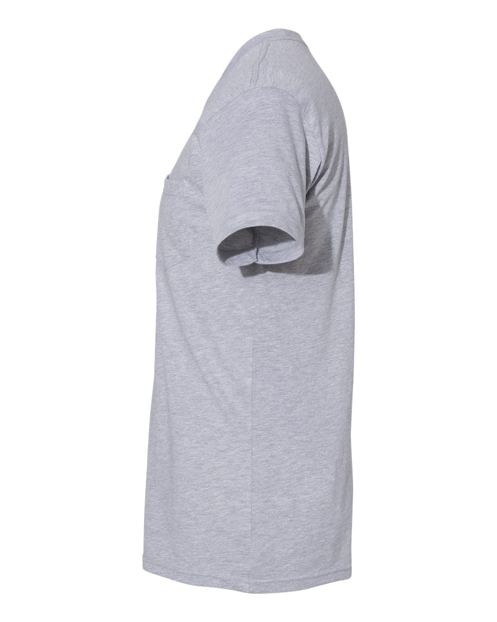 Left View of Heather Grey Cotton Pocket T-Shirt - 3605