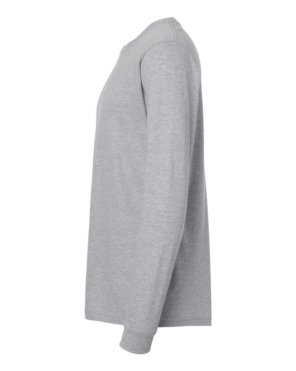 Left View of Heather Grey Fine Jersey Long Sleeve T-Shirt - 202LS