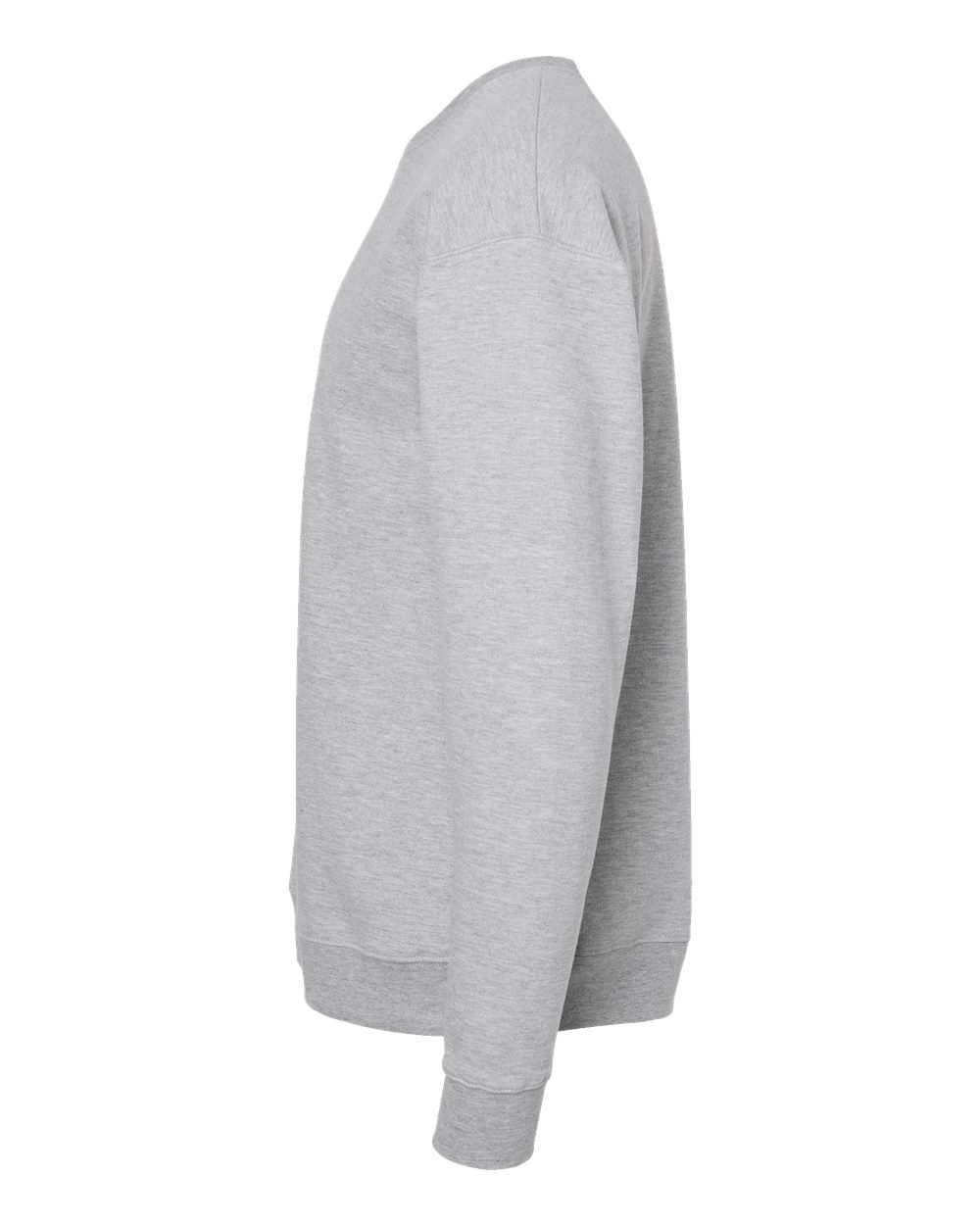 Left View of Heather Grey Fleece Crewneck Sweatshirt - 340