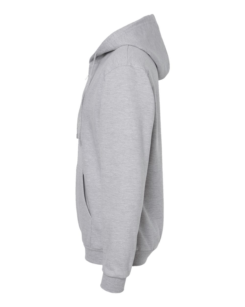 Left View of Heather Grey Full-Zip Hooded Sweatshirt - 331