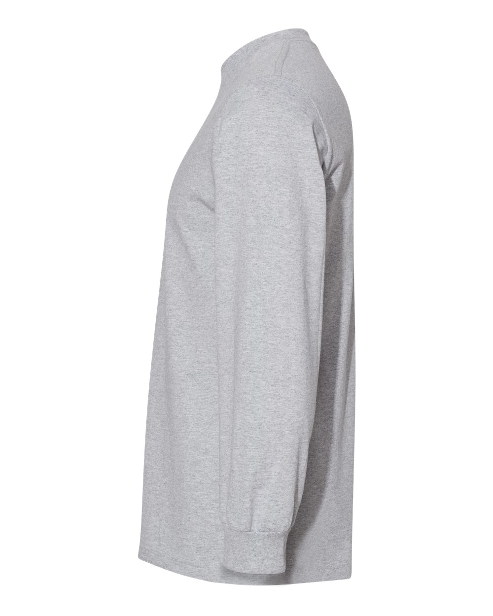 Left View of Heather Grey Heavyweight Cotton Long Sleeve Tee - 1304
