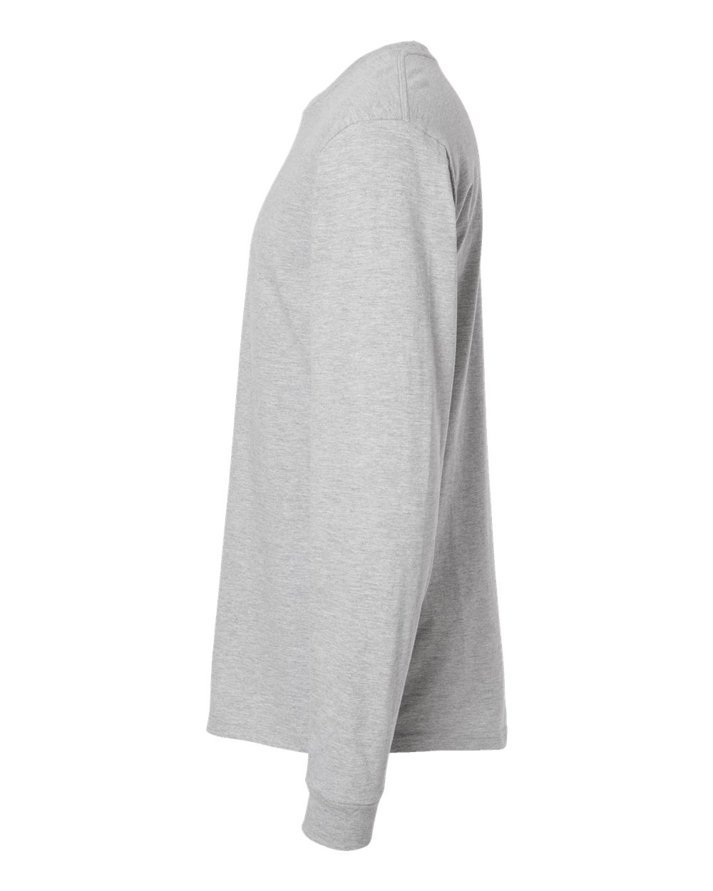 Left View of Heather Grey Heavyweight Jersey Long Sleeve T-Shirt - 291