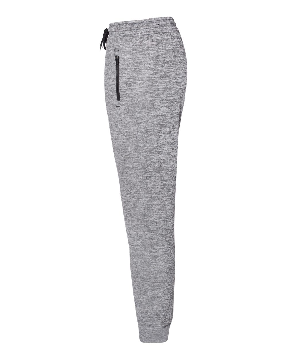 Left View of Heather Grey Performance Fleece Joggers - 8801