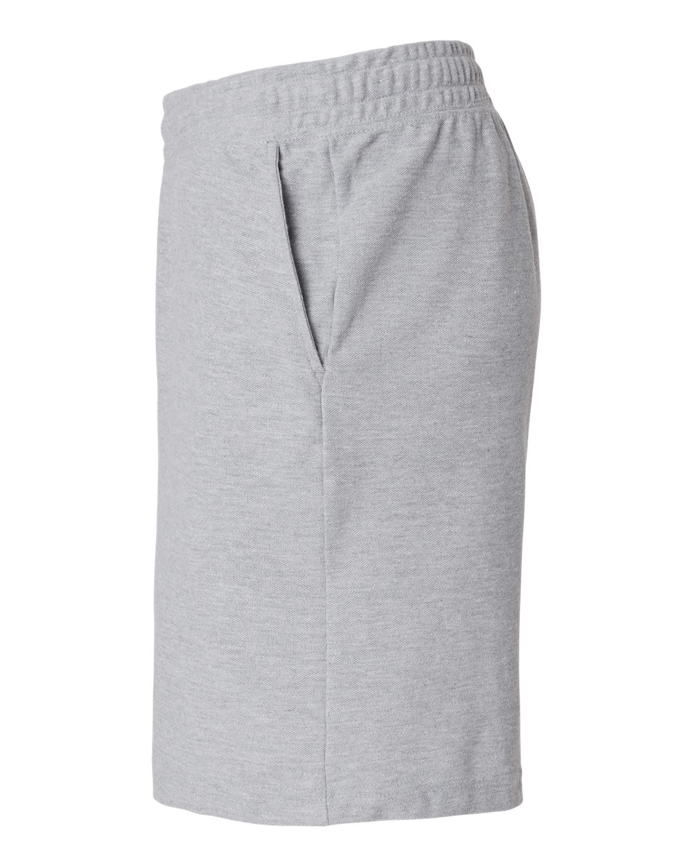 Left View of Heather Grey Pique Unisex Gym Shorts - 2PQ