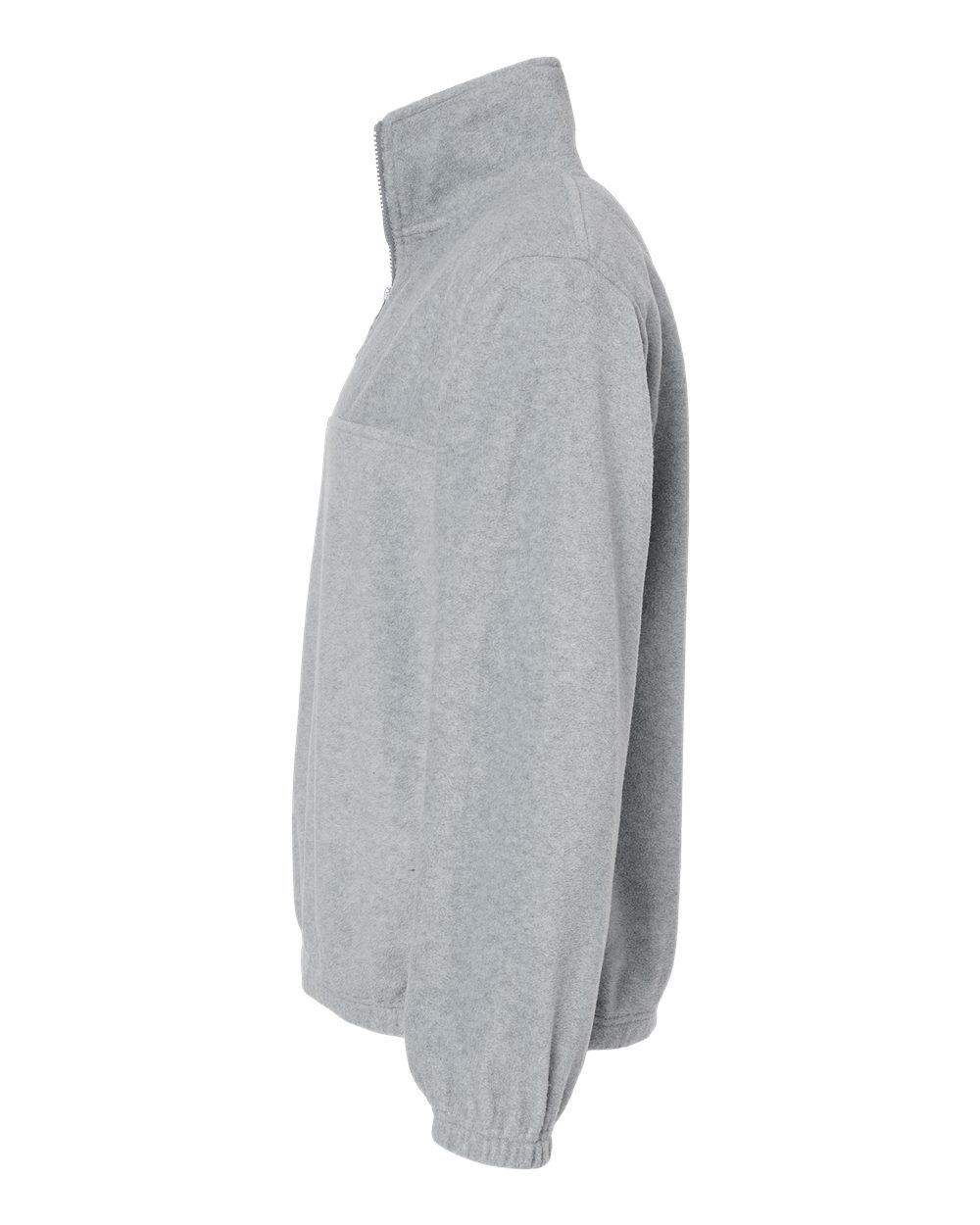 Left View of Heather Grey Polar Fleece Quarter-Zip Pullover - 3052