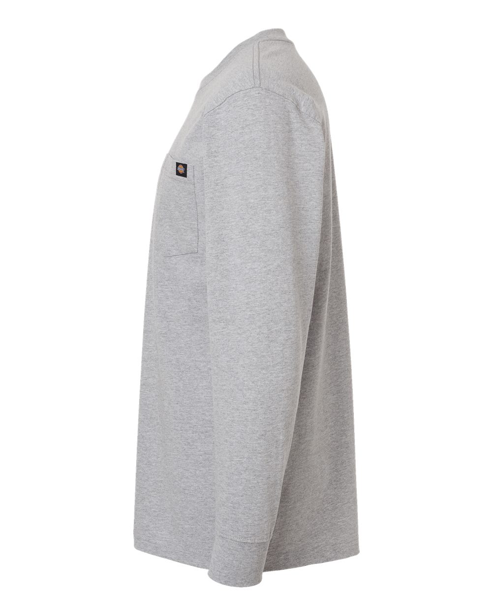Left View of Heather Grey Traditional Heavyweight Long Sleeve T-Shirt - WL50