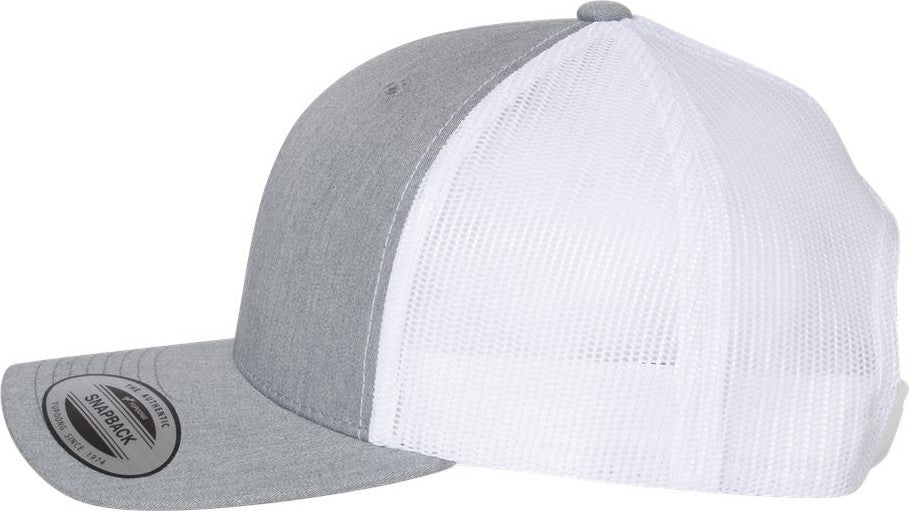 Left View of Heather Grey/ White Retro Trucker Cap - 6606