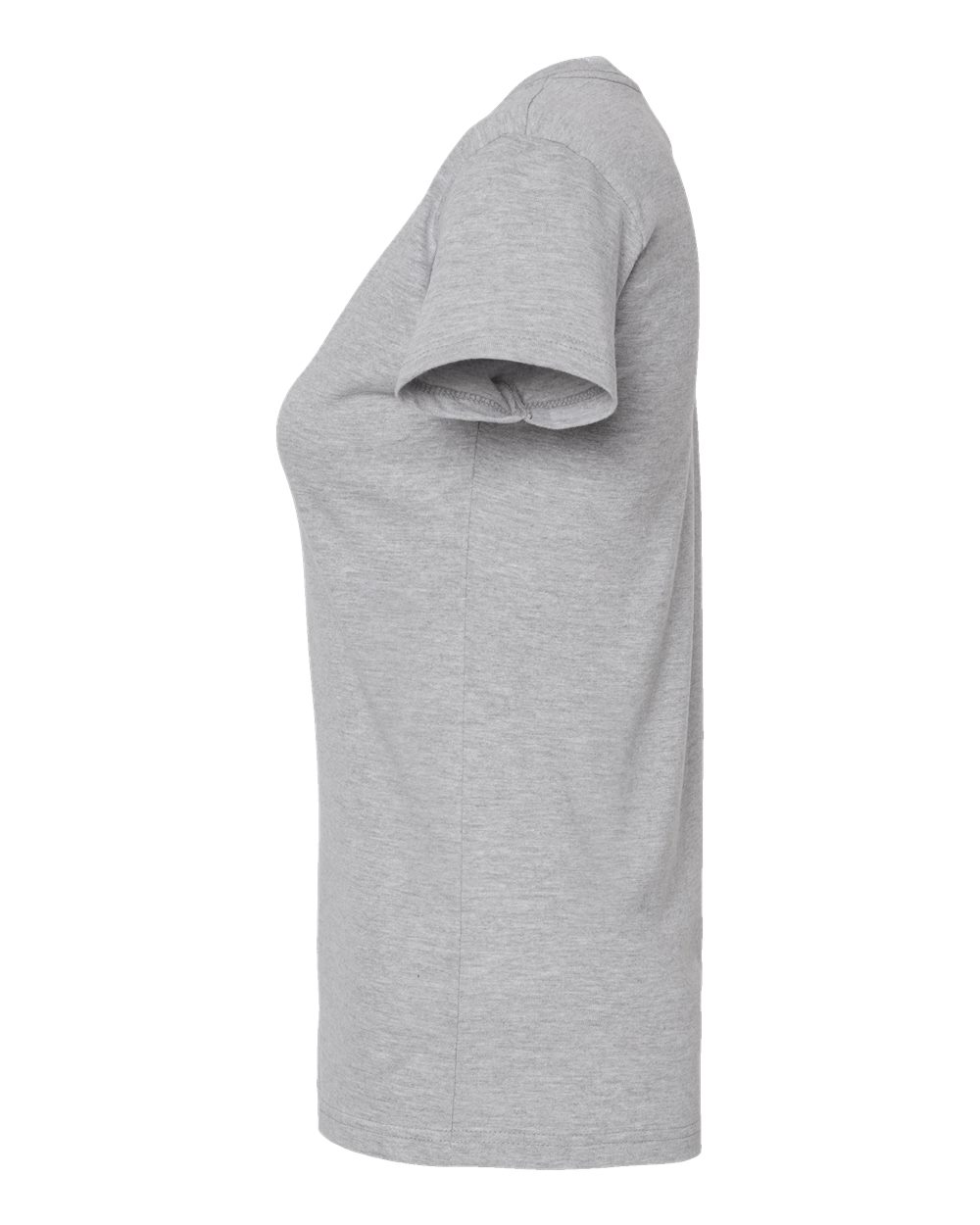 Left View of Heather Grey Women's Fine Jersey V-Neck T-Shirt - 214