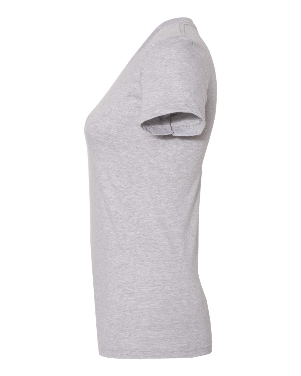 Left View of Heather Grey Women’s USA-Made Fine Jersey Tee - 2102US