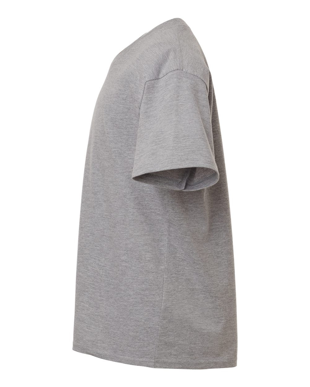 Left View of Heather Grey Youth Fine Jersey Tee - 2001Y