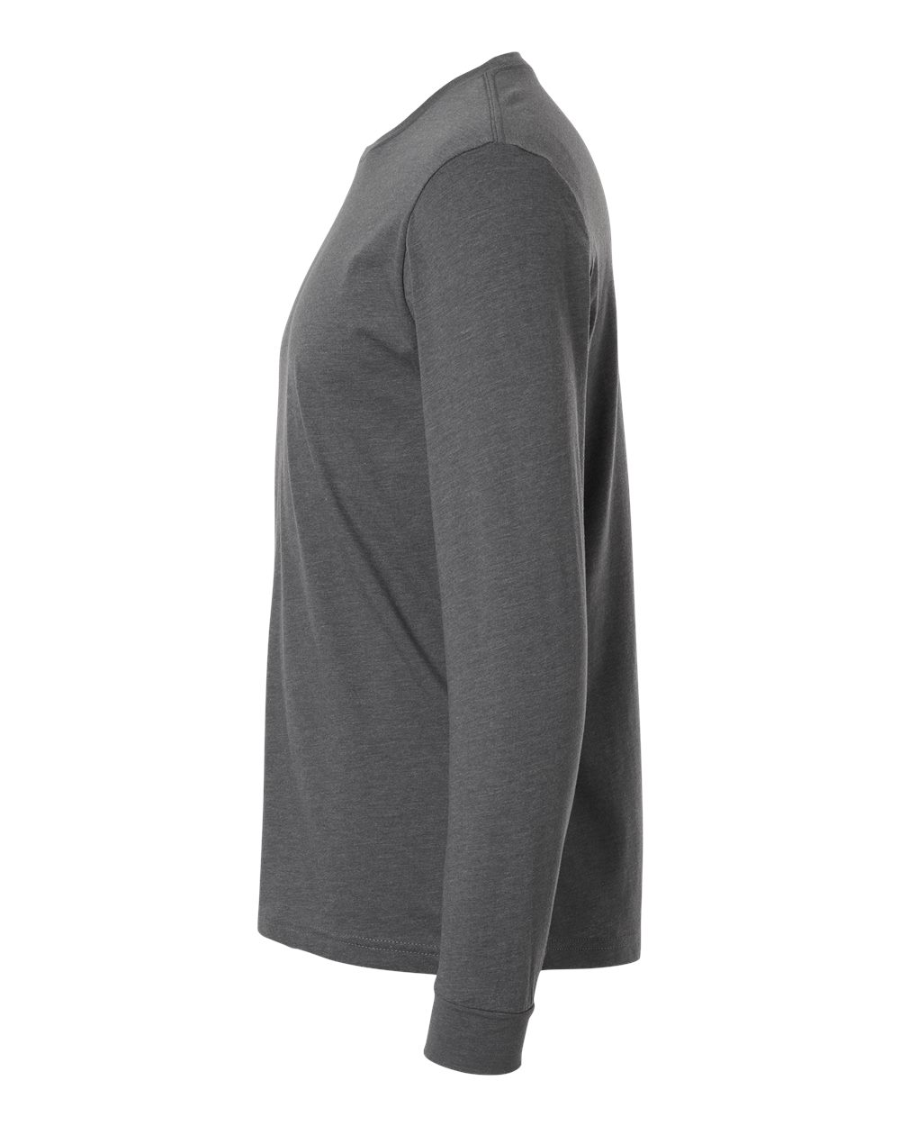 Left View of Heather Heavy Metal CVC Long Sleeve T-Shirt - 6211