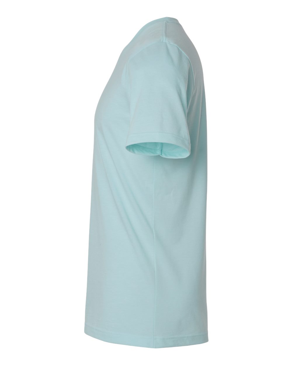 Left View of Heather Ice Blue Combed CVC T-Shirt - 602CVC