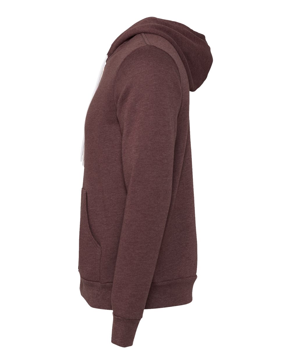 Left View of Heather Maroon Sponge Fleece Full-Zip Hoodie - 3739